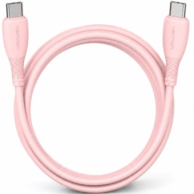 Cable USB 2.0 Tipo-C Vention TRVPF/ USB Tipo-C Macho - USB Tipo-C Macho/ Hasta 60W/ 480Mbps/ 1m/ Rosa