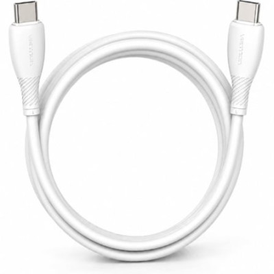 Cable USB 2.0 Tipo-C Vention TRVWF/ USB Tipo-C Macho - USB Tipo-C Macho/ Hasta 60W/ 480Mbps/ 1m/ Blanco