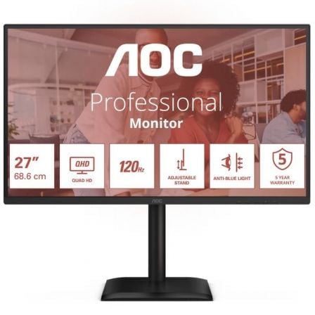 Monitor AOC Q27E4CV: 27" QHD, 120 Hz y carga 90 W